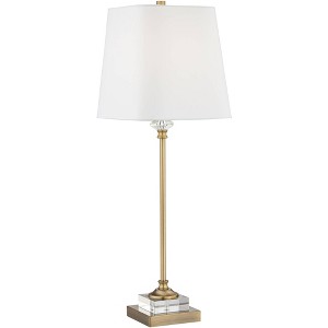 Regency Hill Julia Traditional Buffet Table Lamp 29 1/2" Tall Gold Crystal with Table Top Dimmer Fabric Tapered Drum Shade for Living Room Dining Home - 1 of 4