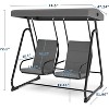 2-Person Outdoor Patio Swing Chair – Adjustable Canopy, Removable Cushions & Heavy-Duty Steel Frame (Dark Grey) - 2 of 4