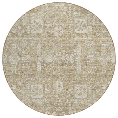 Beige Tan And Ivory Oriental Washable Indoor Outdoor Area Rug