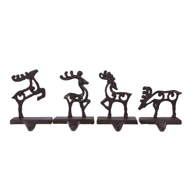 Transpac Metal Deer Stocking Holder Set of 4 Multicolor Christmas Mantel Decoration for Indoor Holiday Decor