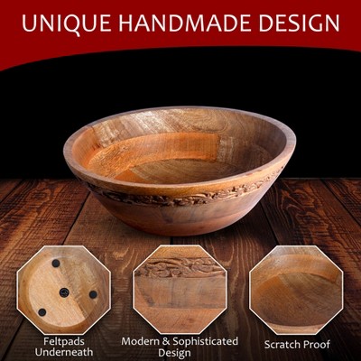 Medium Burnt Mango Wood Decorative Serving Bowl