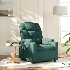 vidaXL Massage Recliner Chair Dark Green Fabric - 1 of 4