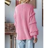 Clearlove Women's Textured Lantern Sleeve Pullover Crew Neck Knit Top for Everyday Elegance - 3 of 4