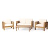 Sapphtopaz Patio Sofa with Shutter-Slat Design & Water-Resistant Cushions, Acacia Wood Outdoor Sofa, Outdoor Club Chair, Outdoor Sofa Chair - 2 of 4