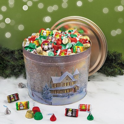 600 Pcs Christmas Gift Tin With Hershey's Holiday Chocolate Candy Mix ...