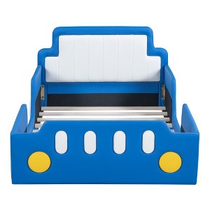 Bellemave Twin Size Race Car-Shaped Platform Bed with Wheels, with Headboard and Footboard, for Boys,Blue - 1 of 4
