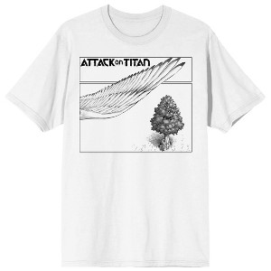 Attack On Titan Women Under Tree Manga Art Adult White Crew Neck Short Sleeve T-shirt - 1 of 3