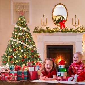 9Ft Christmas Tree with LED Lights, Realistic Spruce Artificial Xmas Tree, Metal Hinges and Collapsible Stand, Full Holiday Tree for Home, Party - 1 of 4