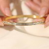 Gold Titanium Steel Crystal - Inlaid Modern Women's Closed Bangle - 3 of 4