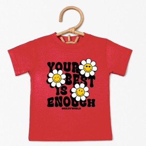The Juniper Shop SmileyWorld Your Best Is Enough Floral Toddler Short Sleeve Tee - 1 of 4