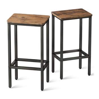 ODK 25.6 Inch Height Industrial Modern Wooden Counter Stool Seat Barstool with Footrest for Kitchen Island, Rustic Brown, Set of 2