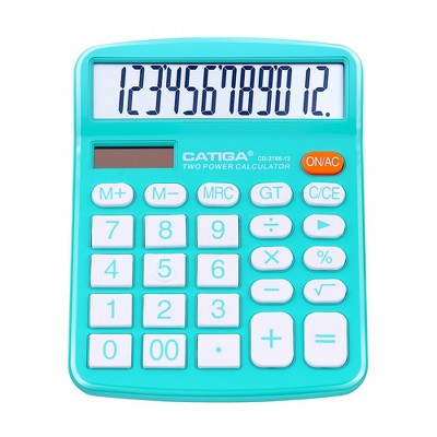 CATIGA 12-Digit Desktop Calculator, Large LCD, Sensitive Buttons, Dual Solar Power, Standard Function for Office, Home, School, CD-2786