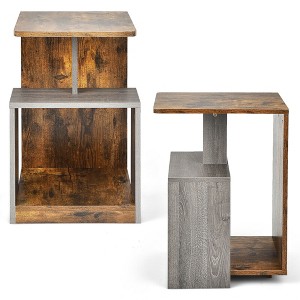 Costway 2PCS 3 Tier Sofa Side End Table Storage Shelf Compact for Living Room Bedroom - 1 of 4