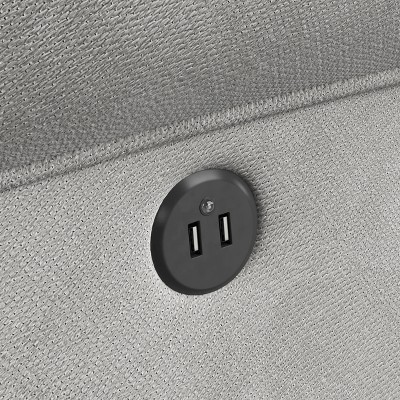 Serenity Wingback Steel Gray Swivel Recliner with USB Port