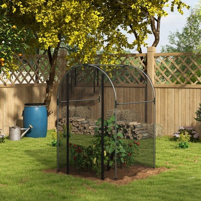 Black Steel 4' x 4' Curved Roof Plant Protection Tent