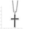 Black Bow Jewelry Men's Stainless Steel & Blk Carbon Fiber Large Cross Necklace, 24 Inch - 3 of 4