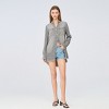 Women's Button-Front Frayed Longline Denim Shirt - Cupshe - 3 of 4