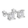 Silver Miracle Set Princess Diamond Solitaire Stud Earrings - 4 of 4