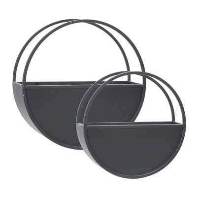 SEVOBAL Planters Home Office Garden Sunroom Round Wall Planters for Succulents Air Plants Mini Cactus Small Plants Flowers, 2 Pcs, Black, 12"*4"*12"