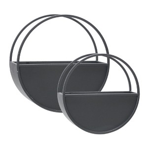 SEVOBAL Planters Home Office Garden Sunroom Round Wall Planters for Succulents Air Plants Mini Cactus Small Plants Flowers, 2 Pcs, Black, 12"*4"*12" - 1 of 4