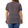 Agnes Orinda Women's Plus Size Pleated Front V Neck Short Sleeve Retro Floral Blouses - 4 of 4