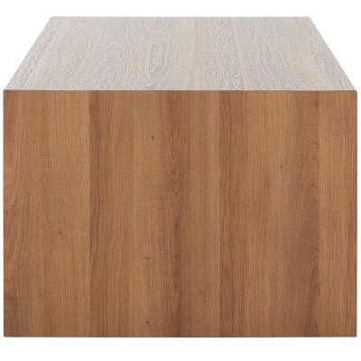 Natural Brown Wood Veneer Rectangular Cocktail Table