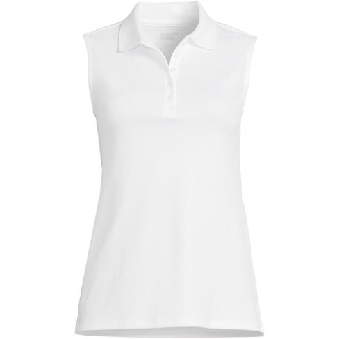 Lands' End Women's Plus Size Sleeveless Supima Cotton Polo - 3x - White :  Target