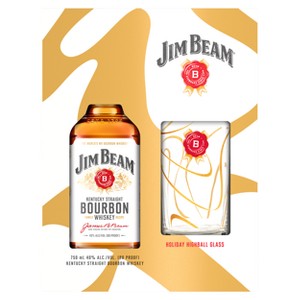Jim Beam Bourbon White with Highball Glass Holiday Gift Set - 750ml Bottle - 1 of 1