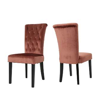 Set of 2 Venetian New Velvet Tufted Dining Chair Blush - Christopher Knight Home