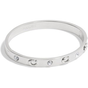 Signature C Logo Hinged Bangle, Gold Tone Classic Bracelet with Secure Clasp for Women - 1 of 4