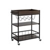 Kitchen Cart with Three Tiers and Four Wine Bottle Rack - 3 of 4