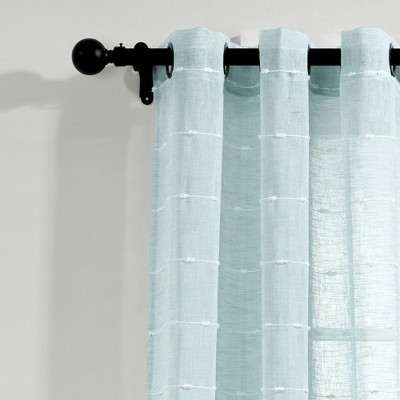 Blue Sheer Polyester Grommet Window Curtain Panels, Set of 2