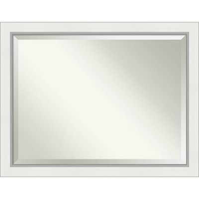 45" x 35" Eva White Silver Framed Bathroom Vanity Wall Mirror - Amanti Art