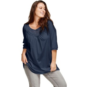 ellos Plus Size Crochet Trim Tunic - 1 of 4