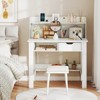 Costway Computer Desk with Power Outlets and USB Ports & Type-C Hutch Open Shelf Drawer Black/White - 4 of 4