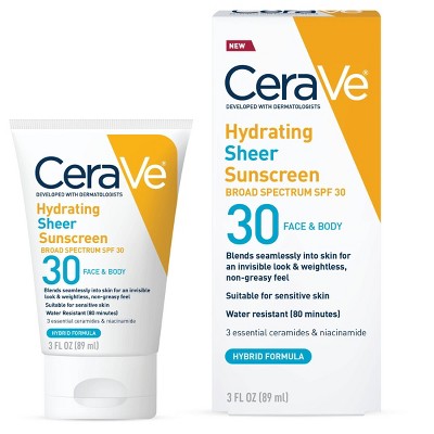 CeraVe Hydrating Sheer Sunscreen Lotion for Face and Body - SPF 30 - 3 fl oz_8