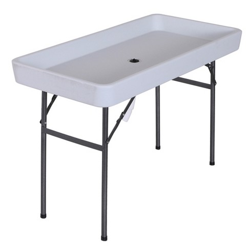 Outsunny 4ft Portable Folding Fish Fillet Cleaning Table Camping Picnic Ice  Party Desk With Sink : Target