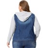 Agnes Orinda Women's Plus Size Denim Hood Layered Drawstring Fall Winter Button Pockets Jean Jackets - 4 of 4