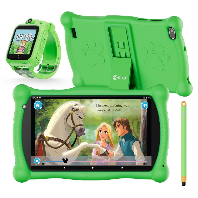 Contixo 7" Kids 32GB, 2GB RAM Tablet (2023 Model) 50 Disney E-Books with Kids Smart Watch, 3 of 17