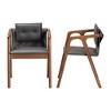 Baxton Studio 2pc Marcena Leather Upholstered and Wood Dining Chair Set Gray/Walnut Brown: Elegant Button-Tufted, Ergonomic Armrests - 3 of 4