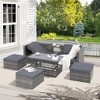ELJGET 5 Piece Patio Furniture Set,  All-Weather PE Rattan Wicker Outdoor Sofa Set with Adjustable Chaise Lounge Frame & Lift-top Coffee Table - 2 of 4
