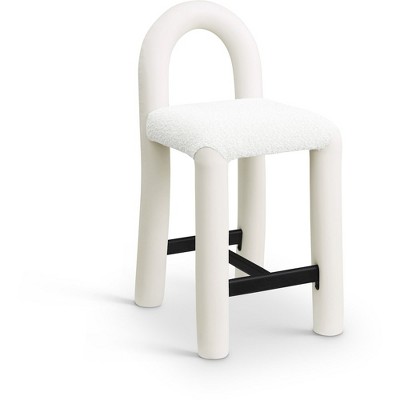 Meridian Furniture,Amari Vegan Leather and Boucle Fabric Stool