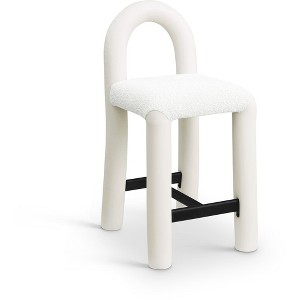 Meridian Furniture,Amari Vegan Leather and Boucle Fabric Stool - 1 of 4