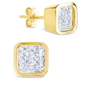 SHINE by Sterling Forever Sterling Silver Radiant Cut Bezel Set Stud Earrings - 1 of 4
