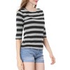 INSPIRE CHIC Women's Elbow Sleeves Boat Slim Fit Casual Stripe Animal Print Multi Floral Pattern T-Shirt - 4 of 4