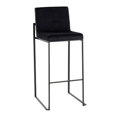 Set of 2 Black Velvet and Steel Adjustable Barstools