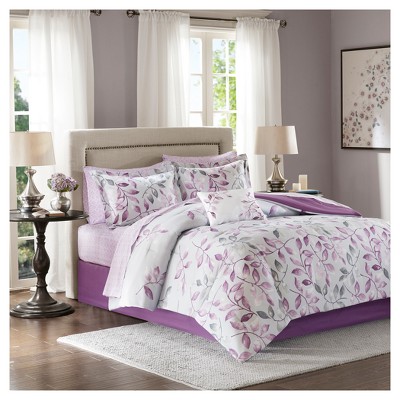 Madison Park Robin Floral Comforter Bedding Set With Bed Sheets Mauve :  Target