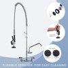 WOWOW Commercial Triple Handle Pull Down Sprayer Kitchen Faucet Wall Mount with Pre-Rinse Sprayer in Chrome - 2 of 4