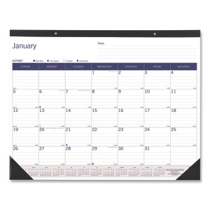 DuraGlobe Monthly Desk Pad Calendar, 22 x 17, White/Blue/Gray Sheets, Black Binding/Corners, 12-Month (Jan to Dec): 2026 - 1 of 4
