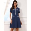 INSPIRE CHIC Women's V Neck Short Sleeves Tweed Trim Dressy Office A-Line Work Dresses - 4 of 4